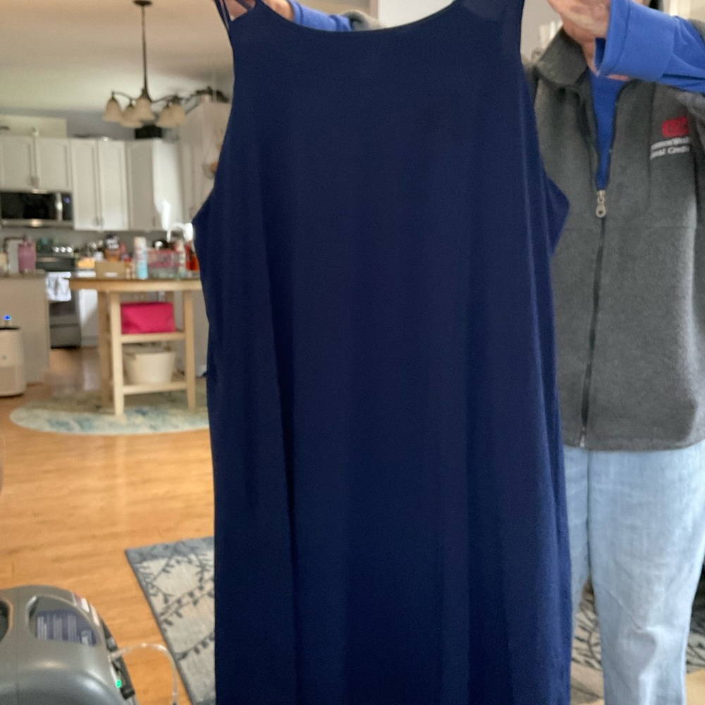 Elegant Navy Blue Sleeveless Dress
